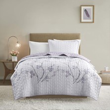 Comfort Spaces Ters Çevrilebilir Yorgan Seti - Vermicelli Dikiş Tasarımı Tüm Mevsimler, Hafif, Örtü Yatak Örtüsü Yatak Takımı, Eşleşen Kırlent, Ikiz/ikiz Xl (167,6 cm x 228,6 Cm) Kate, Gri/mor 2 Parça