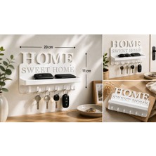 Cafio3D Home Sweet Home Duvar Anahtarlık ve Raf – Dekoratif Askılık (20X11 Cm)