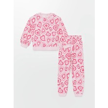 LC Waikiki Bisiklet Yaka Baskılı Uzun Kollu Kız Çocuk Pijama Takımı  (W4)