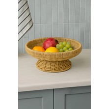 Kitchen Life Yuvarlak Hasır Sunumluk Meyve Sepeti 24,5 cm