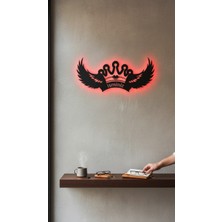 Wells Kişiye Özel Kral Tacı ve Kanat Rgb LED Tablo - 70X30 cm