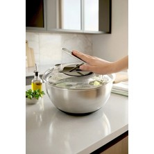Kitchen Life 5 Parça Paslanmaz Çelik Spinner Salata Kurutucu-Çok Amaçlı Saklama Kabı Seti
