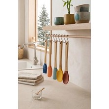 Kitchen Life 5'li Silikon ve Bambu Saplı Mutfak Gereçleri Seti-Spatula,fırça Servis Maşa Seti