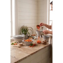 Kitchen Life 4'lü Çok Amaçlı Akordiyon Katlanır Kapaklı Çırpıcı ve Süzgeç Seti - Mutfak Çeyiz Seti