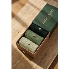 Bony Socks Erkek 3'lü Yeşil Premium Kutulu Zımbalı Soket Çorap