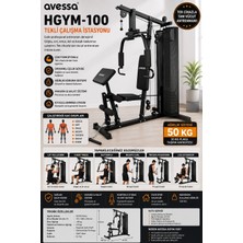 Avessa HGYM-100 Tekli Çalışma Istasyonu - Dayanıklı Çelik Gövde - Makara & Halat Sistemi - Konforlu Oturak ve Sırt Desteği