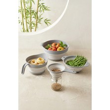 Kitchen Life 4'lü Çok Amaçlı Akordeon Katlanır Çırpıcı ve Süzgeç Seti - Mutfak Çeyiz Seti