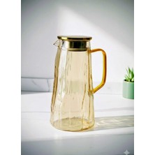 Lumindra Amber 1800 ml Borosilikat Cam Sürahi Metal Kapaklı Lüx Seri