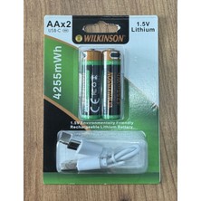 CHILLTECH Wilkinson 1.5V Aa Şarj Edilebilir Lityum Pil 4255MWH - Usb-C Girişli 2'li Paket + Şarj Kablosu Dahil