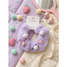 Ca Shopping Ponponlu Figürlü Lila Mor Peluş Kız Çocuk Toka