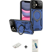 Marsilyan™- iPhone 11 Kılıf Kıvılcım Modern Serisi - Şeffaf Pasifik Cam Ekran Koruyucu + Renkli Kamera Lens Koruma Cam - Yl