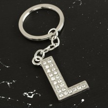 Zero Land Ilkeshop L Harfli Taşlı Anahtarlık-Gümüş Rengi