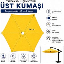 Şemsiyecim Yandan Kollu Şemsiye Üst Kumaşı 150 cm 6 Kanat Su Itici