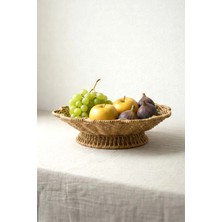 Kitchen Life Hasır Görünümlü Ayaklı Meyvelik 28 cm - Meyve Sepeti Dekoratif Sunumluk
