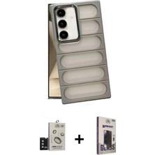 Marsilyan™- Galaxy S24 Kılıf Yadigar Doku Özel Seri - Siyah Bilvis Hayalet Cam Ekran Koruyucu + Bilvis Titan Kamera Lens - Tmgı