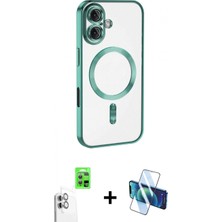 Marsilyan™- iPhone 16 Kılıf Nova Işık Özel Seri - Siyah 3D Antistatik Seramik Nano Ekran Koruyucu + Raze Metal Kamera Lens - Bz