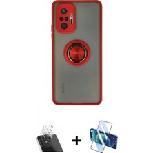 Marsilyan™- Redmi Note 10 Pro Kılıf Yörünge Çizgi - Siyah 3D Antistatik Cam Ekran Koruyucu + Kamera Lens Koruma Cam - Sf