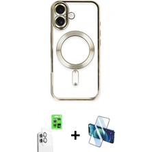 Marsilyan™- iPhone 16 Kılıf Nova Işık Özel Seri - Siyah 3D Antistatik Seramik Nano Ekran Koruyucu + Raze Metal Kamera Lens - Bz