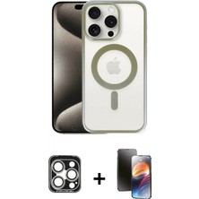 Marsilyan™- iPhone 15 Pro Max Kılıf Siluet Çizgi Serisi - Siyah 3D Antistatik Mat Seramik Nano Ekran Koruyucu + Pvd Metal Kamera Lens - Gs