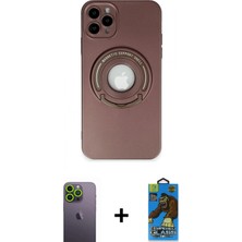 Marsilyan™- iPhone 12 Pro Max Kılıf Eksen Klasik Prime - Siyah 18D Cam Ekran Koruyucu + Neon Fosforlu Kamera Lens - Yl