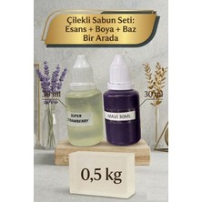 Organik Hekim Çilek Kokulu Esans 30 ml | Mavi Renk Sabun Boyası 30 ml | Şeffaf Sabun Bazı 500 gr