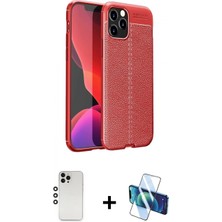 Marsilyan™- iPhone 12 Pro Kılıf Doruk Klasik Özel Seri - Siyah 3D Antistatik Seramik Nano Ekran Koruyucu + Shine Kamera Lens - Gs