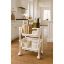 Kitchen Life 2 Katlı Tekerlekli Organizer Raf Oyuncak Dolabı,mutfak Rafı , Banyo Rafı, Kiler Düzenleyici Saklama
