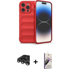 Marsilyan™- iPhone 15 Pro Max Kılıf Atlas Koleksiyonu - Siyah Bilvis 3D Mat Cam Ekran Koruyucu + Raze Metal Kamera Lens - Gs