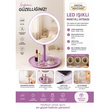 Lumindra LED Işıklı Dokunmatik Masa Üstü Makyaj Aynası Yuvarlak