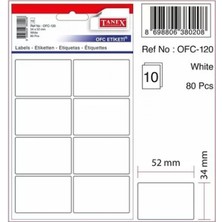 Tanex OFC-120 ( 52 mm * 34 mm ) Beyaz Ofis Etiketi