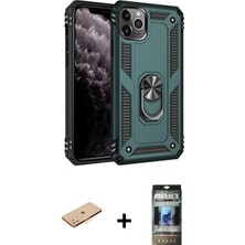 Marsilyan™- iPhone 11 Pro Max Kılıf Ahenk Klasik Koleksiyonu - Siyah 34D Hayalet Izgaralı Cam + Renkli Kamera Lens Koruma Cam - Tu