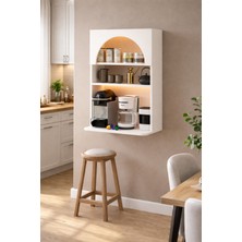 Avmpark Latte Çok Amaçlı Mutfak Rafı LED Işıklı Renkli Fincan Dolabı 95 cm Yükseklik 65 cm Genişlik