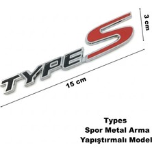 Midkan Type S Metal Arma Yapıştırma Spor Siyah Kırmızı Renk Arma Types Desenli Metal Arma Bagaj Çamurluk