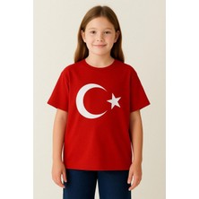 Gacir Türk Bayrağı Baskılı Kırmızı T-Shirt