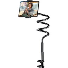 Mo Dou Tablet ve Telefon Standı Metal Spiral Masa Kenarlı 360° Döner Esnek Telefon Tutucu Tablet Standı