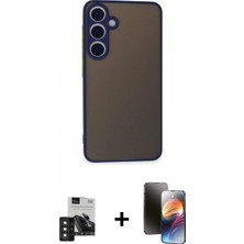 Marsilyan™- Galaxy S24 Kılıf Ahenk Çizgi Serisi - Siyah 3D Antistatik Mat Seramik Nano Ekran Koruyucu + Pvd Metal Kamera Lens - Dnmr