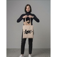 Moonpiece Collection Love Baskılı Hambez Omuz Çantası