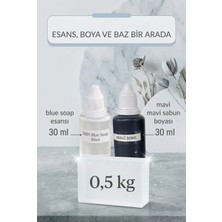 Organik Hekim Blue Soap Esanslı Mavi Boyalı Şeffaf Sabun Bazı Seti 30ML Esans 30ML Boya 500GR Baz