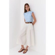 Lencie Kemerli Bol Paça Pantolon Bej