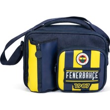 Fenerbahçe Lisanslı Çubuklu Beslenme Çantası - 3 Bölmeli Suni Deri Detaylı Okul Çantası