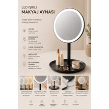 Lumindra LED Işıklı Dokunmatik Masa Üstü Makyaj Aynası Yuvarlak
