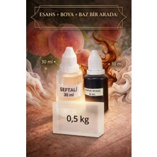 Organik Hekim Şeftali Kokulu Esans 30 ml | Kahverengi Renk Sabun Boyası 30 ml | Şeffaf Sabun Bazı 500 gr