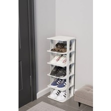 Lumindra  Lüx Yeni Model Modern 6 Katlı Ayakkabılık Beyaz Renk Portatif Ayakkabı Standı 6 Katlı