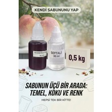 Organik Hekim Şeftali Kokulu Esans 30 ml | Pembe-Kırmızı Renk Sabun Boyası 30 ml | Şeffaf Sabun Bazı 500 gr