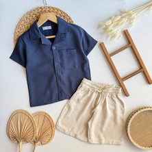 Lolipop Kids Store Erkek Çocuk Oversize Modal Gömlek ve Keten Şort Alt Üst Takım