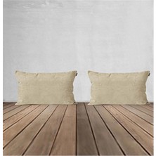 Goccia Home 2'li Kırlent Kılıfı Dekoratif Bohem Soft Koltuk Sırt Hediyelik Punch Yapılabilir Krem