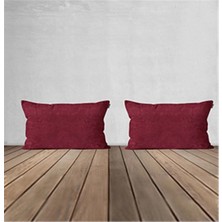 Goccia Home 2'li Kırlent Kılıfı Dekoratif Bohem Soft Koltuk Sırt Hediyelik Punch Yapılabilir Bordo