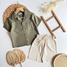 Lolipop Kids Store Erkek Çocuk Oversize Modal Gömlek ve Keten Şort Alt Üst Takım