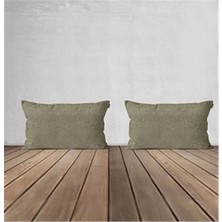 Goccia Home 2'li Kırlent Kılıfı Dekoratif Bohem Soft Koltuk Sırt Hediyelik Punch Yapılabilir Haki Yeşil