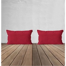 Goccia Home 2'li Kırlent Kılıfı Dekoratif Bohem Soft Koltuk Sırt Hediyelik Punch Yapılabilir Kırmızı